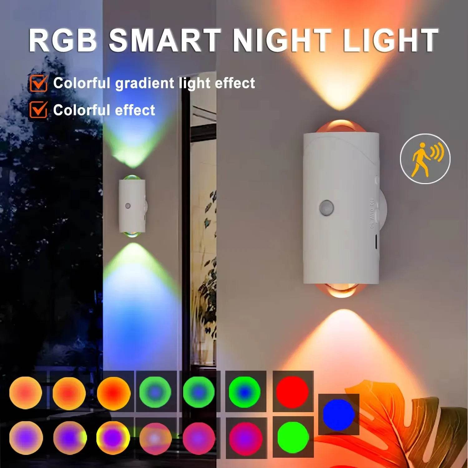 RGB Infrared Sensor Lamp – Smart Rechargeable Motion Light with Touch Control & Color-Changing Glow