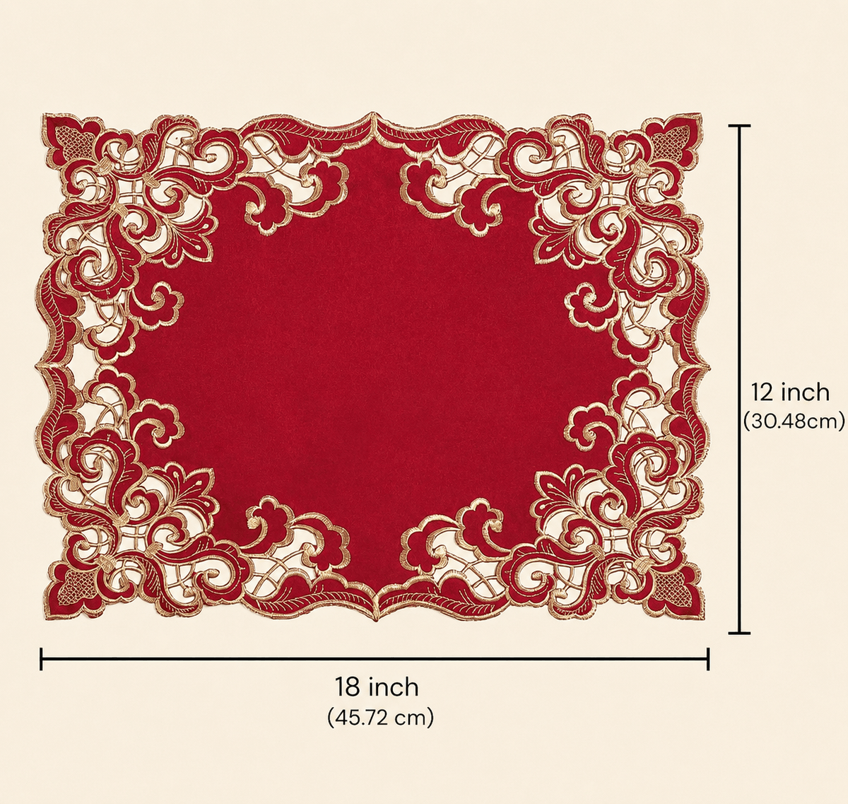 Burgundy Gold Placemats – Crimson Glow, 12x18 Inch