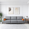 Modular 3-Seat Sofa Couch with Socket USB Ports and Side Storage Pocket-Gray