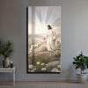 Jesus Protects The Lamb From Wolves Faith Wall Art XII - 20x10 inch Medium Premium Gallery Wrapped