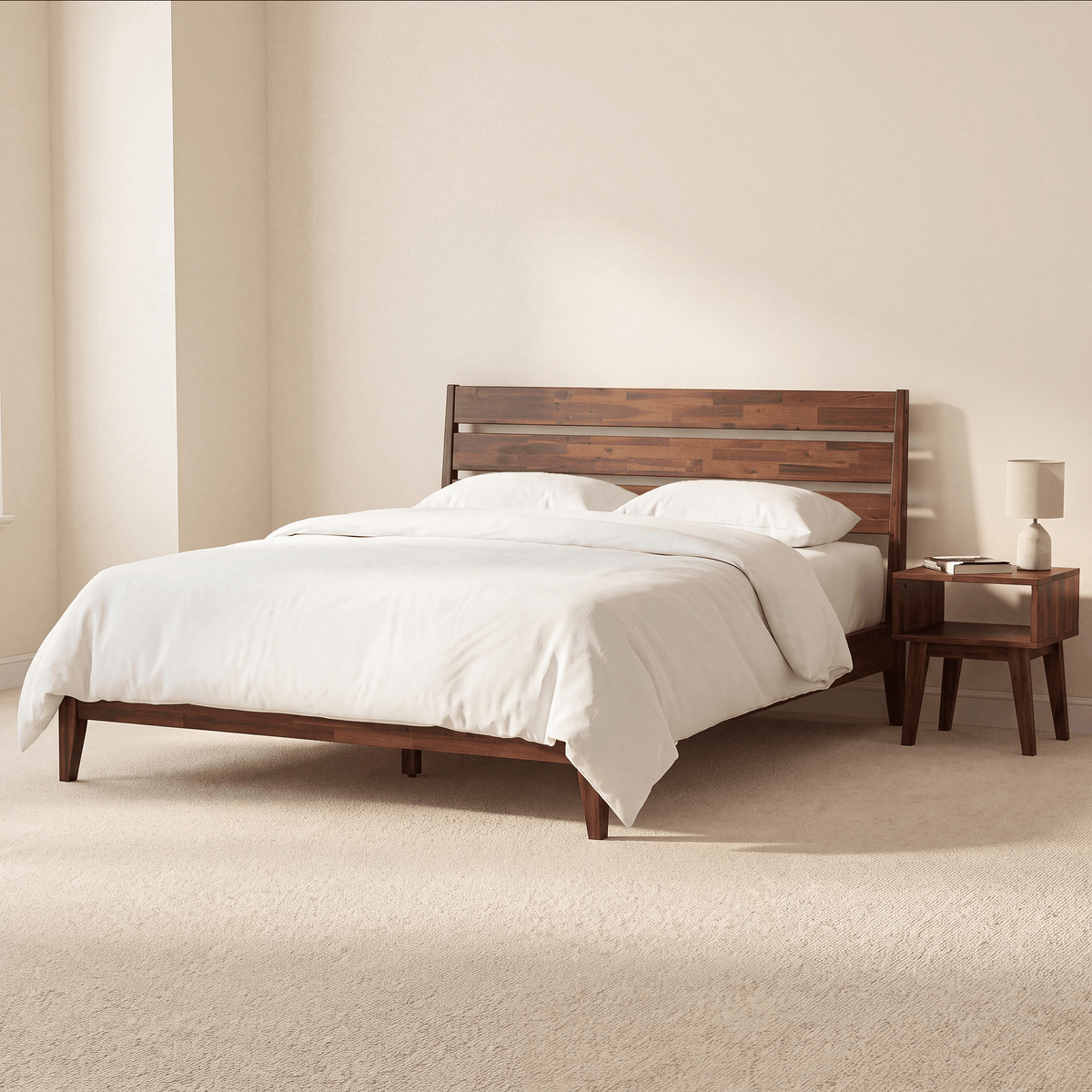 [Buy 1 Get 1] Emery Solid Wood Bed Frame & Nightstand