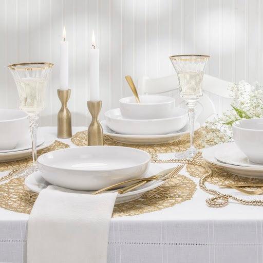 White Essential 16 Piece Classic Rim Double Bowl Dinnerware Set ( 9'' Rim Soup Bowl And 6'' Cereal Bowl Assorted )