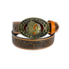 TOPACC Western Genuine Leather Pattern Tooled Belt-Indians Bronze drip oil Belt Buckle
