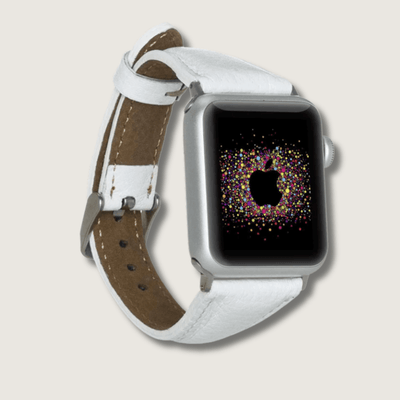 Classic White Leather Apple Watch Band - Dallas