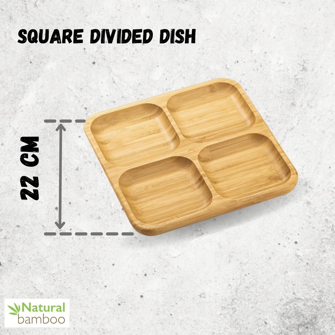 Bamboo Square Divided Dish / Bento box 8.5