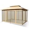 10 Feet x 13 Feet Tent Canopy Shelter with Removable Netting Sidewall-Tan - Tan