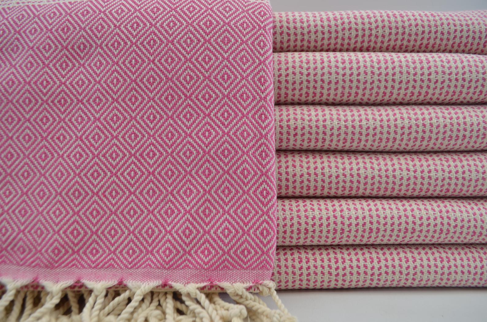Dotty Diamond Pink Turkish Towel