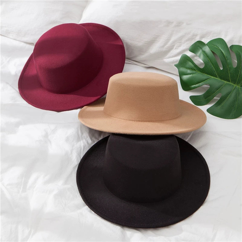 Winter Autumn Woolen Women Men Fedora Hats Fashionable Women Classic Wide Brim Fedora Hat Adjustable Big Fedoras Hat Luxury Brim Fedora Hat Summer Men Classic Hat
