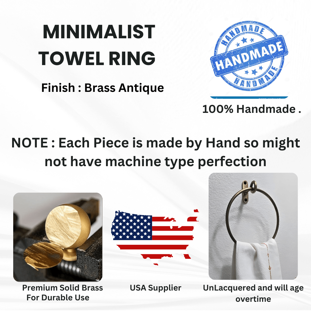 Brass Minimalist Towel Ring - Antique By Hand