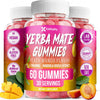 Yerba Mate Gummies – Super Focus & Energy Support – Formulated with Yerba Mate Extract, L-Theanine, Rhodiola, Ginseng, Choline, B12 – Peach Mango Flavor - 60 Gummies
