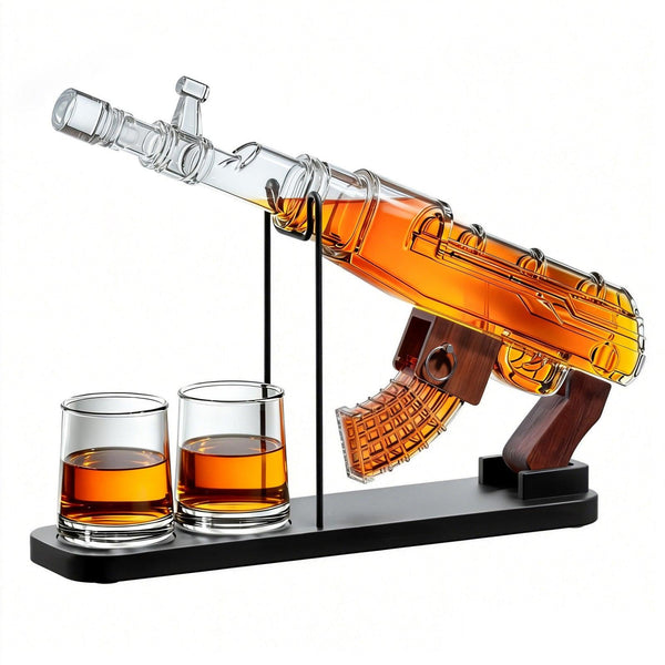 Gifts for Men Dad, Guns Whiskey Decanter Set for Men - Gun Decanter, Detachable Magazine & 2 Bullet Shot Glasses, Liquor Dispenser for Bar, Cool Anniversary Birthday Military Present Ideas