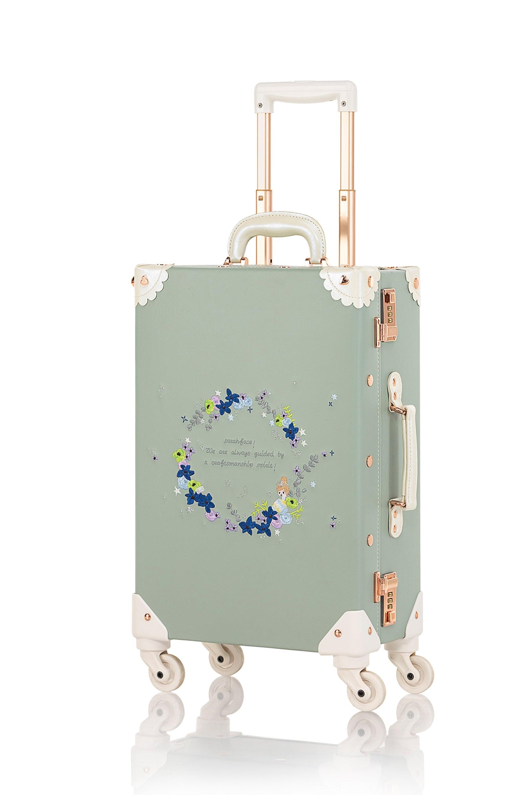 (Outlet) SarahFace Spinner Suitcase - Embroidery Green