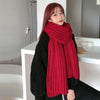 Winter Simple Soft Colorful Knitted Wool Scarf Solid Warm Scarves Lightweight Casual Couple Muffler Striped Elegant Hijab Cashmere Scarf Neck Scarf Christmas Gift For  Women