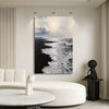 Black & White Waves Abstract  Wall Art - 24x16 inch Medium Premium Gallery Wrapped
