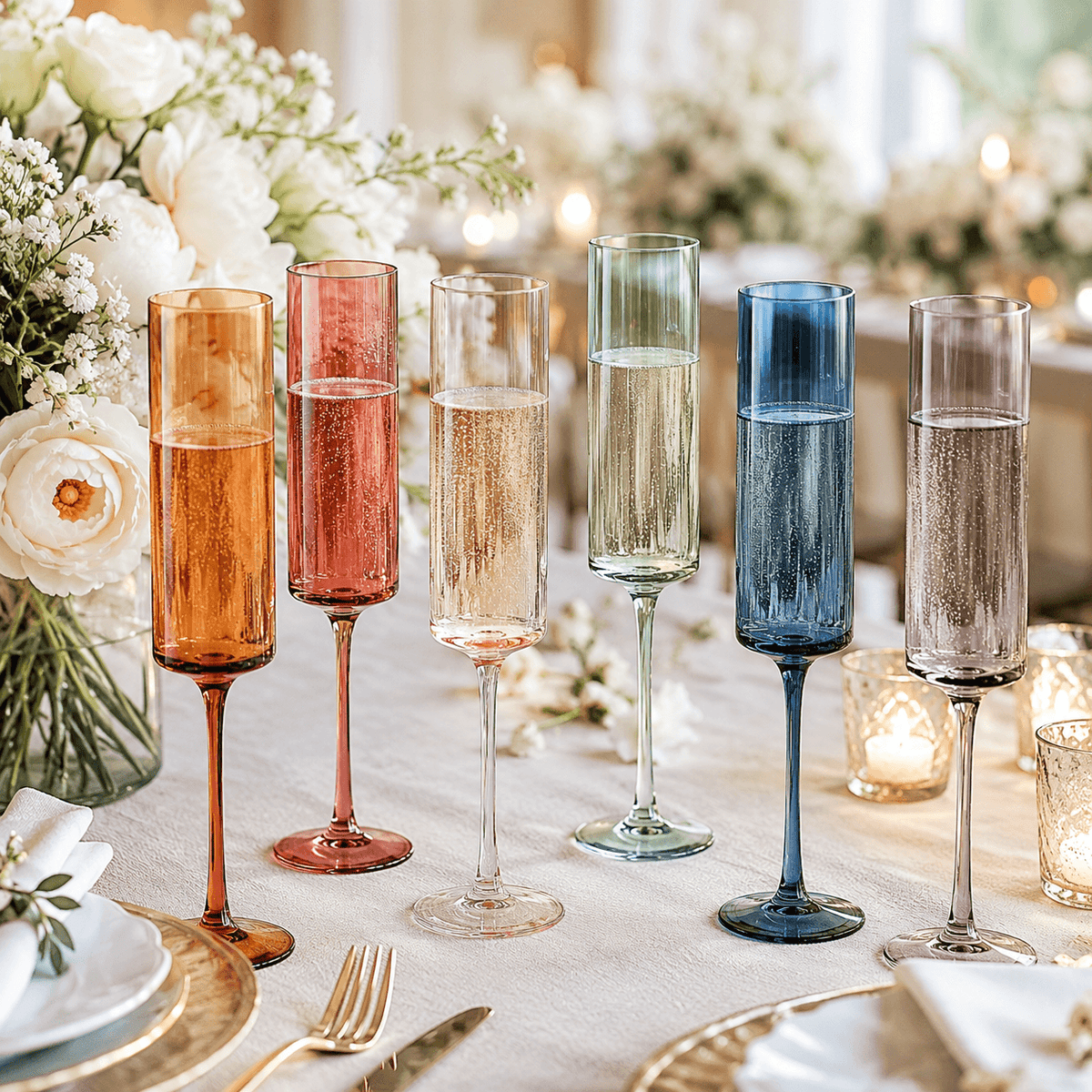 Tonal Champagne Flute Glassware, Set of 6
