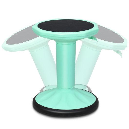 Adjustable Active Learning Stool Sitting Home Office Wobble Chair with Cushion Seat -Green