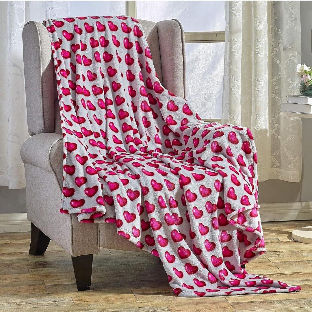 Valentine's Day Heart-Themed Throw Blanket – Ultra Plush, Soft, Cozy, and Luxurious Fleece, 50