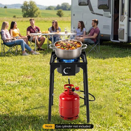1 Burner Propane Stove 80000 BTU with Adjustable Regulator and Hose for Camping BBQ-Black