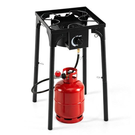 1 Burner Propane Stove 80000 BTU with Adjustable Regulator and Hose for Camping BBQ-Black