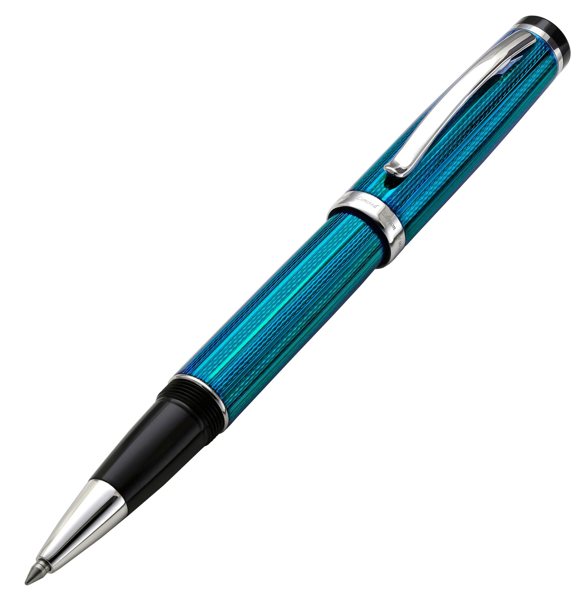 Incognito Diamond-Cut Lacquered Brass Rollerball Pen - Deep Blue