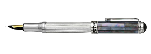 Maestro® 925 Sterling Silver Fountain Pen (Medium Nib) - Black Mother of Pearl Cap - Gifts for You 'n Me