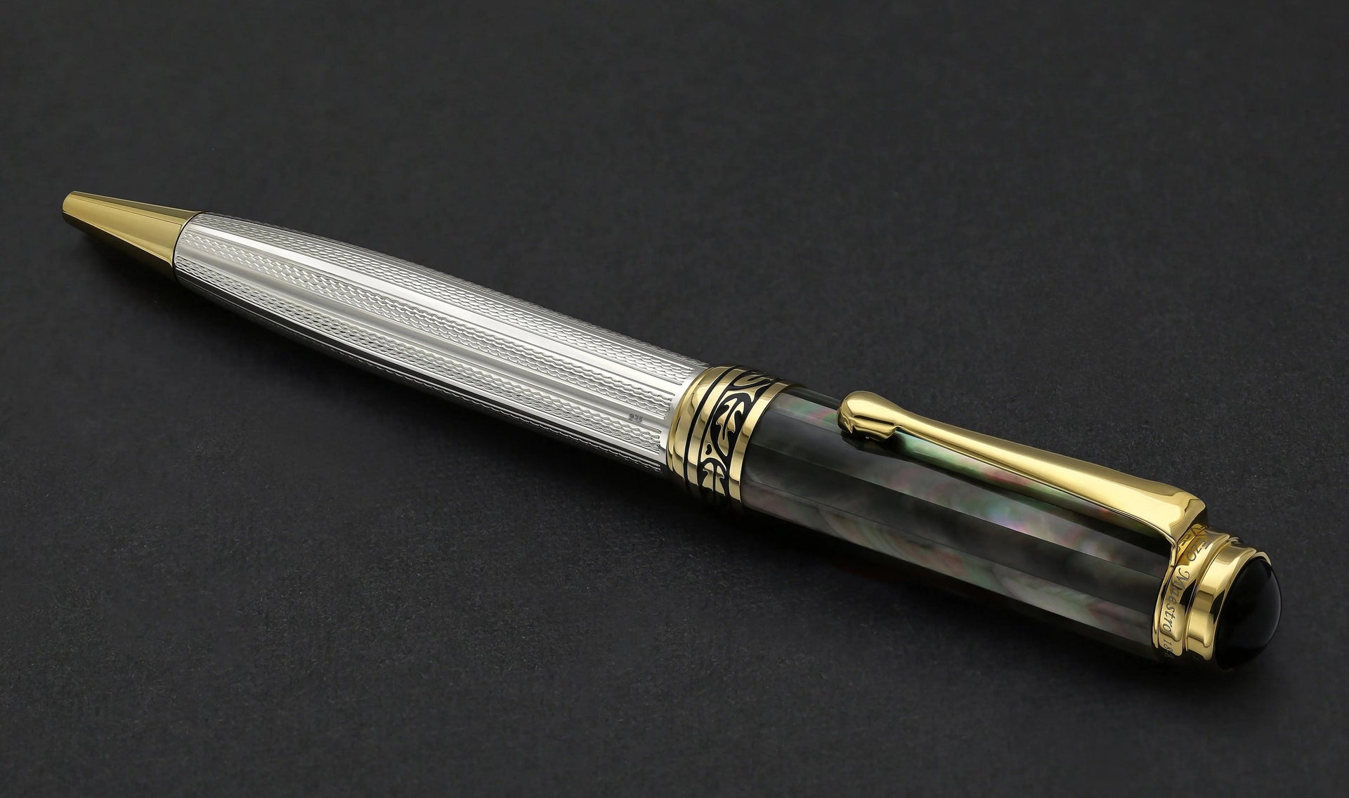 Maestro® 925 Sterling Silver Ballpoint Pen - Tahitian Black Mother of Pearl Cap - Gifts for You 'n Me