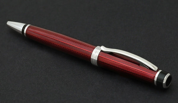 Incognito Diamond-Cut Lacquered Brass Ballpoint Pen - Burgundy Red - Gifts for You 'n Me
