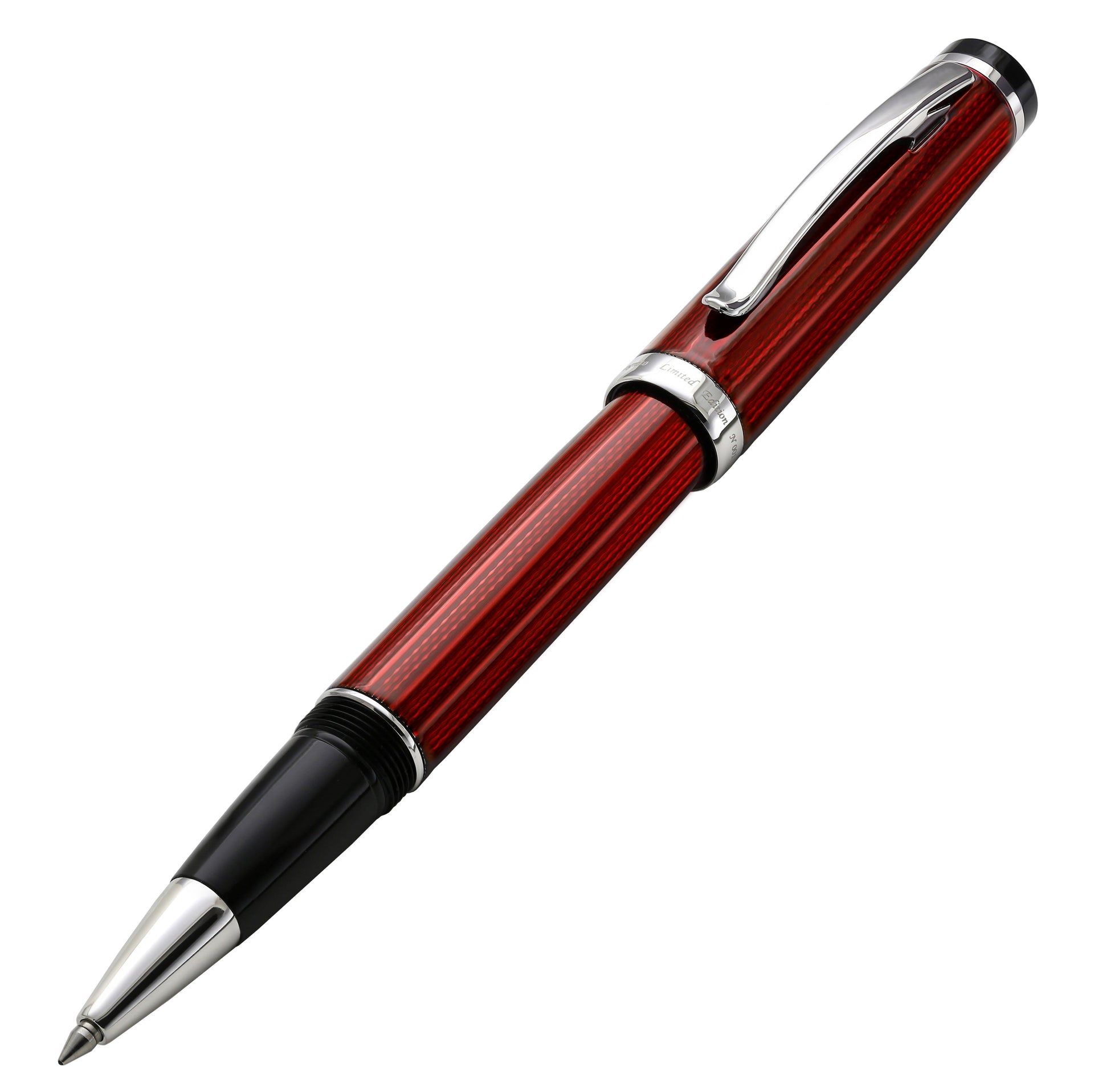 Incognito Diamond-Cut Lacquered Brass Rollerball Pen - Burgundy Red
