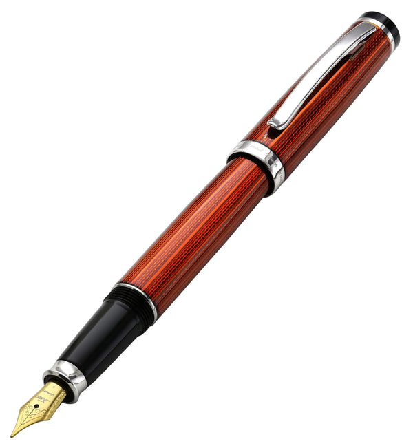 Incognito Diamond-Cut Lacquered Brass Fountain Pen (Medium Nib) - Sunstone Orange - Gifts for You 'n Me