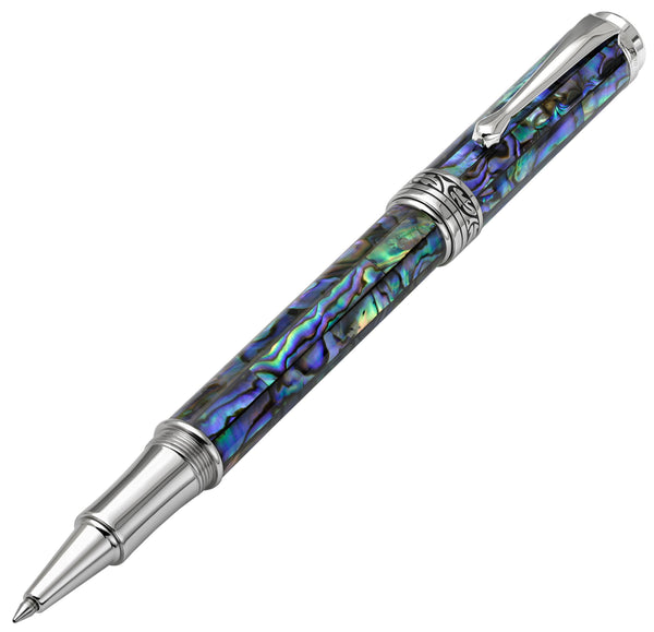 Maestro® Paua Abalone Sea Shell Fountain Pen (Medium Nib) and Rollerball Pen Set - Platinum Plated