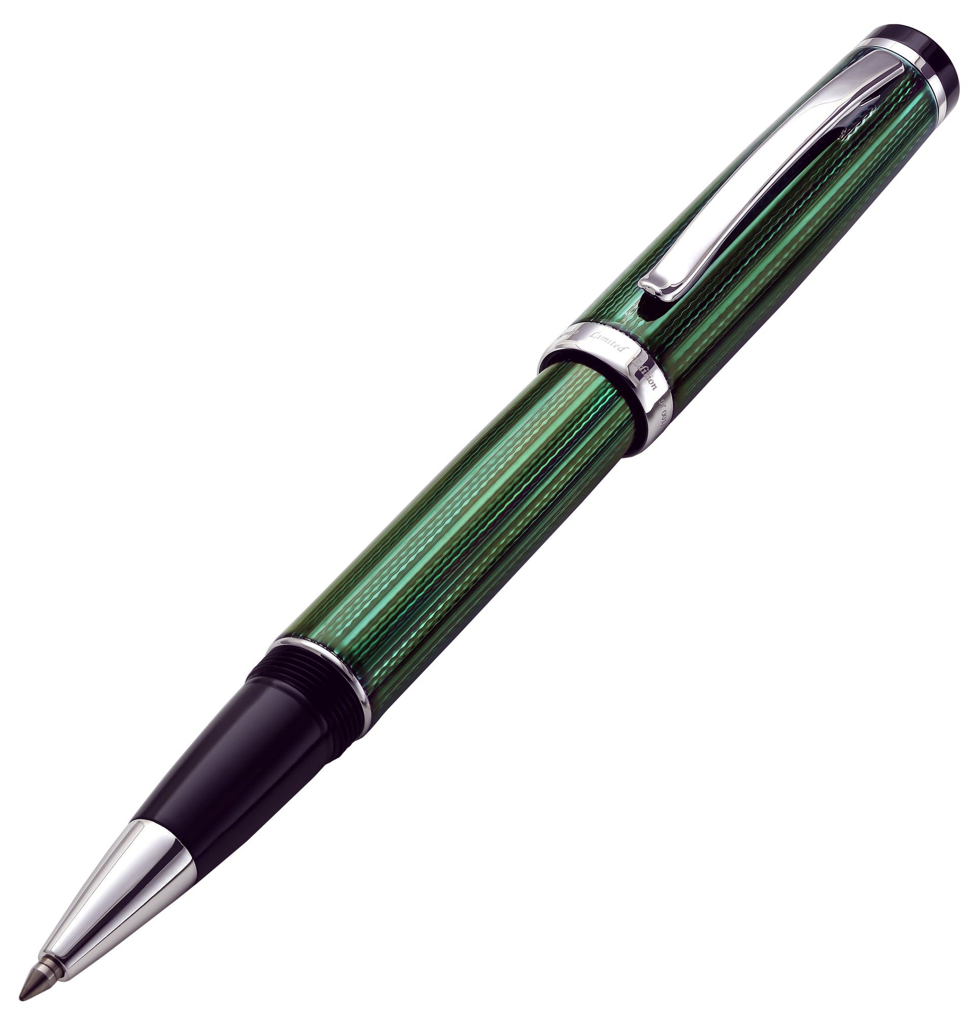 Incognito Diamond-Cut Lacquered Brass Rollerball Pen - Forest Green