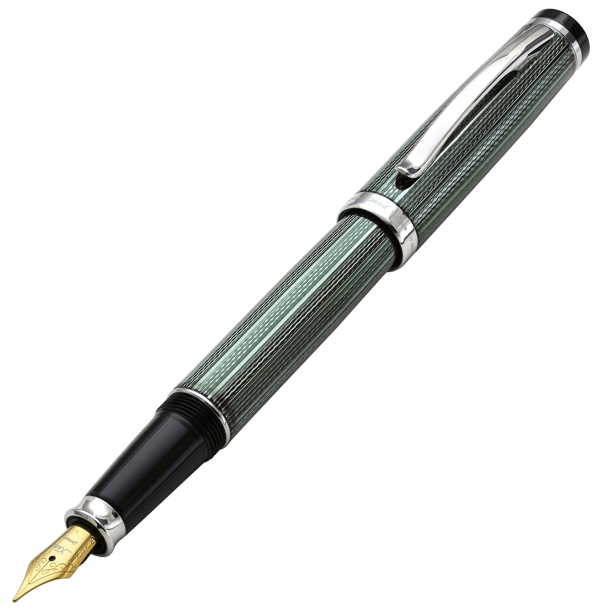 Incognito Diamond-Cut Lacquered Brass Fountain Pen (Medium Nib) - Zinc Green