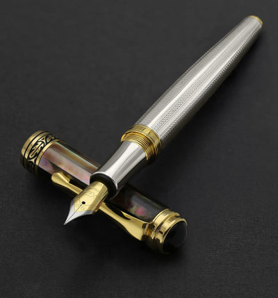 Maestro® 925 Sterling Silver Fountain Pen (Fine Nib) - Tahitian Black Mother of Pearl Cap