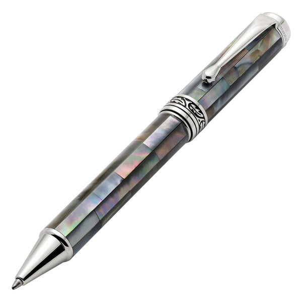 Maestro® Black Mother of Pearl Fountain Pen (Medium Nib) and Ballpoint Pen Set - Platinum Plated