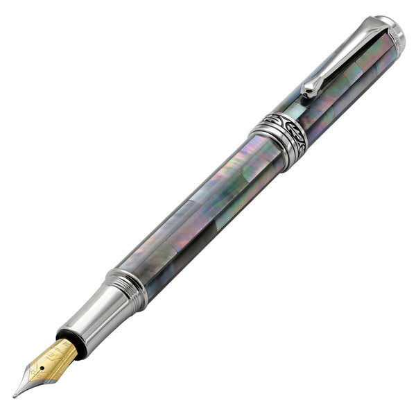 Maestro® Black Mother of Pearl & Platinum Plated Fountain Pen (Medium Nib) - Gifts for You 'n Me