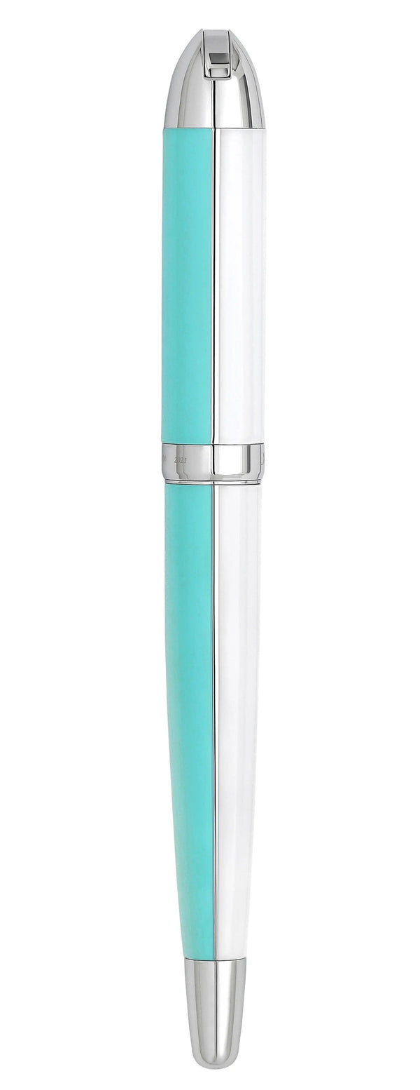Visionary® Brass & Aluminum Enameled Fountain Pen (Fine Nib) - Sky Blue / White - Gifts for You 'n Me