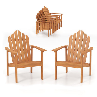 1-Pack Stackable Adirondack Chairs with Solid Acacia Wood for Patio