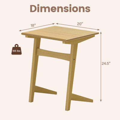 1 Piece Wood Sofa Side Table C-shaped End Table with Wood Veneered Top