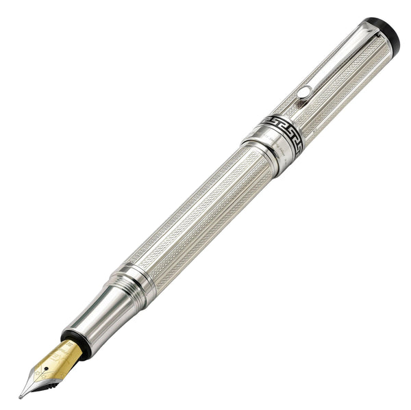 Tribune 925 Sterling Silver Guilloche Engraved Fountain Pen (Medium Nib) - Gifts for You 'n Me