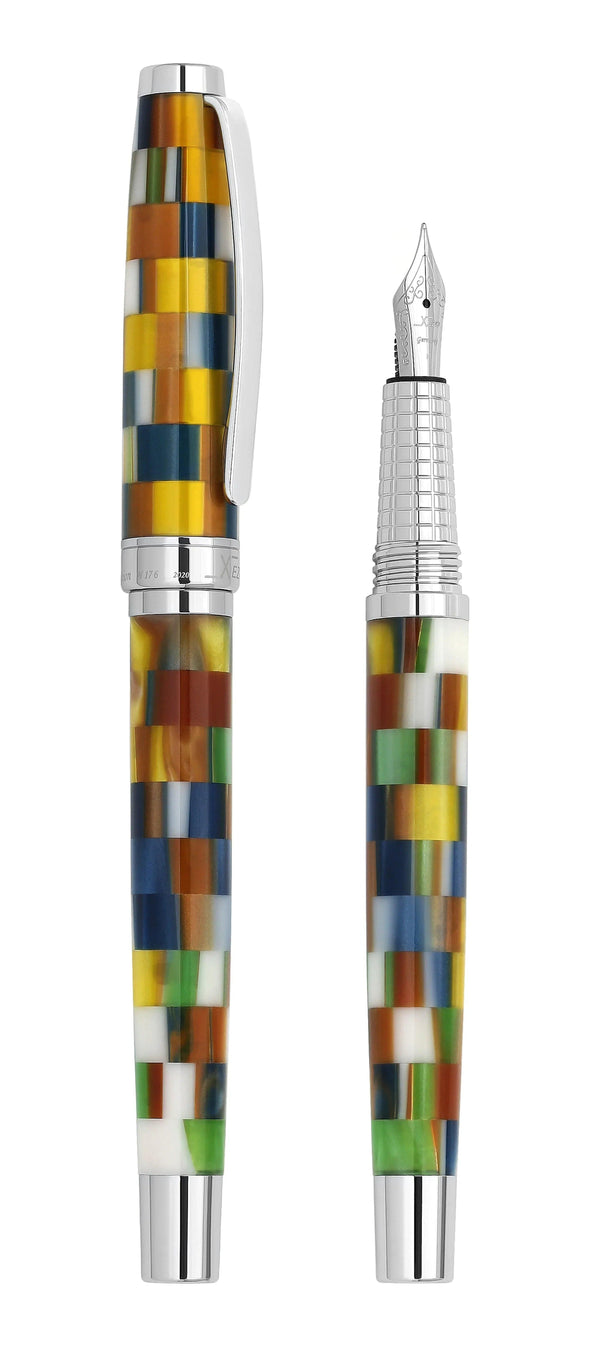 Urbanite II Acrylic & Brass Fountain Pen (Fine Nib) - Jazzy Multicolor - Gifts for You 'n Me