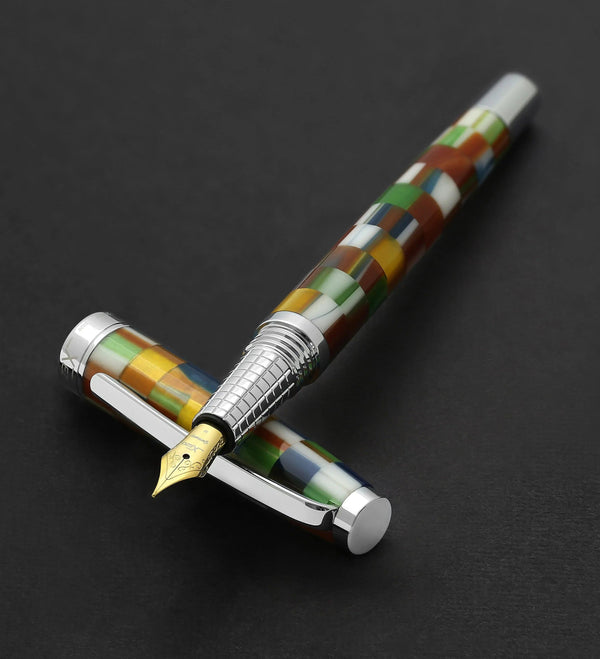Urbanite II Acrylic & Brass Fountain Pen (Medium Nib) - Jazzy Multicolor - Gifts for You 'n Me