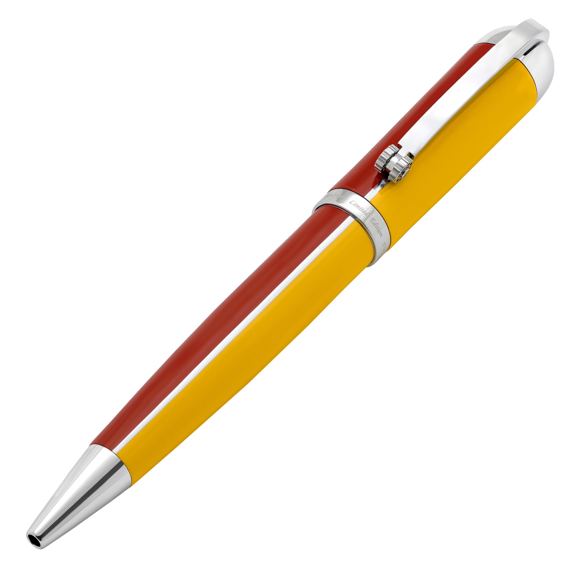 Visionary® Brass & Aluminum Enameled Fountain Pen (Medium Nib) and Ballpoint Pen - Aspen Gold / Red