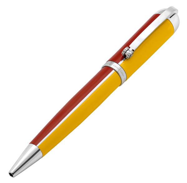 Visionary® Brass & Aluminum Enameled Fountain Pen (Medium Nib) and Ballpoint Pen - Aspen Gold / Red