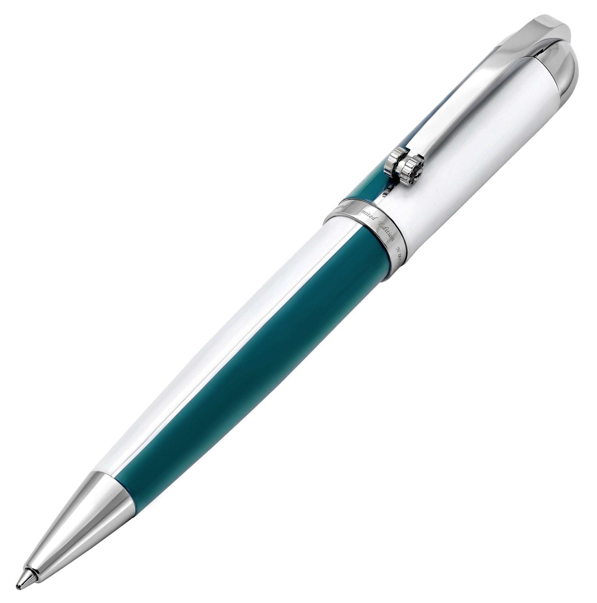 Visionary® Brass & Aluminum Enameled Ballpoint Pen - Teal Green / White