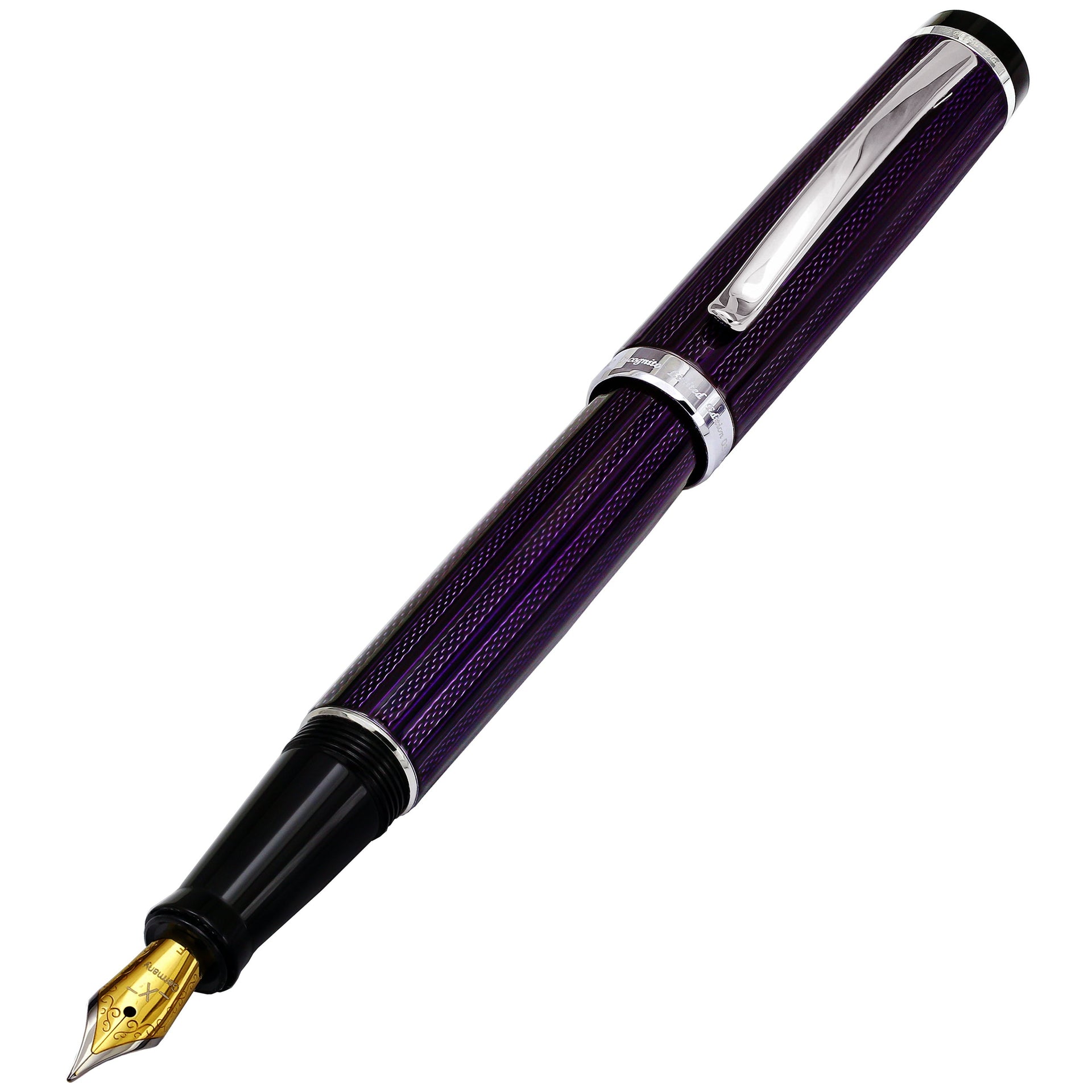 Incognito Diamond-Cut Lacquered Brass Fountain Pen (Fine Nib) - Purple