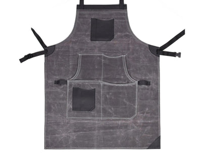 Arucas Leather Canvas Apron - Stress Grey