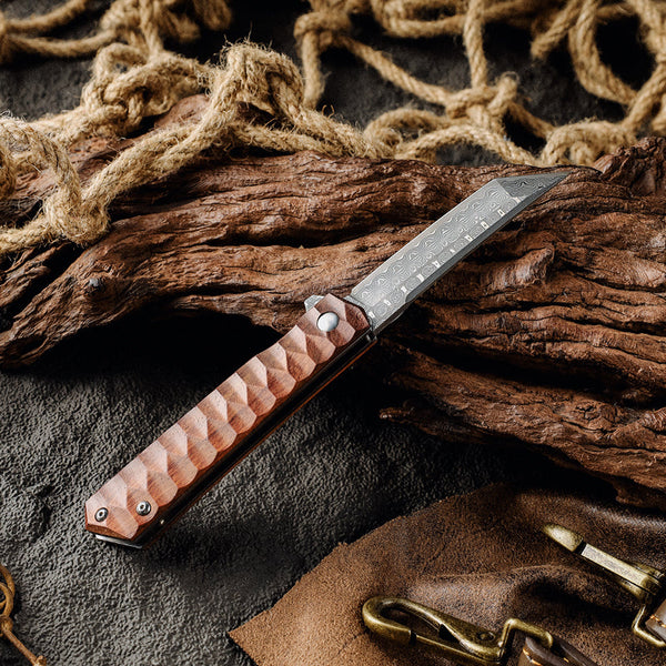 Lucifer VG10 Handmade Tanto Knife with Exotic Rose Wood Handle