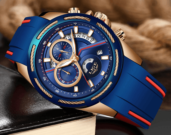 Men's Waterproof Modern Watch With Rubber Straps Multifunction Watches Unique Design Perfect Gift