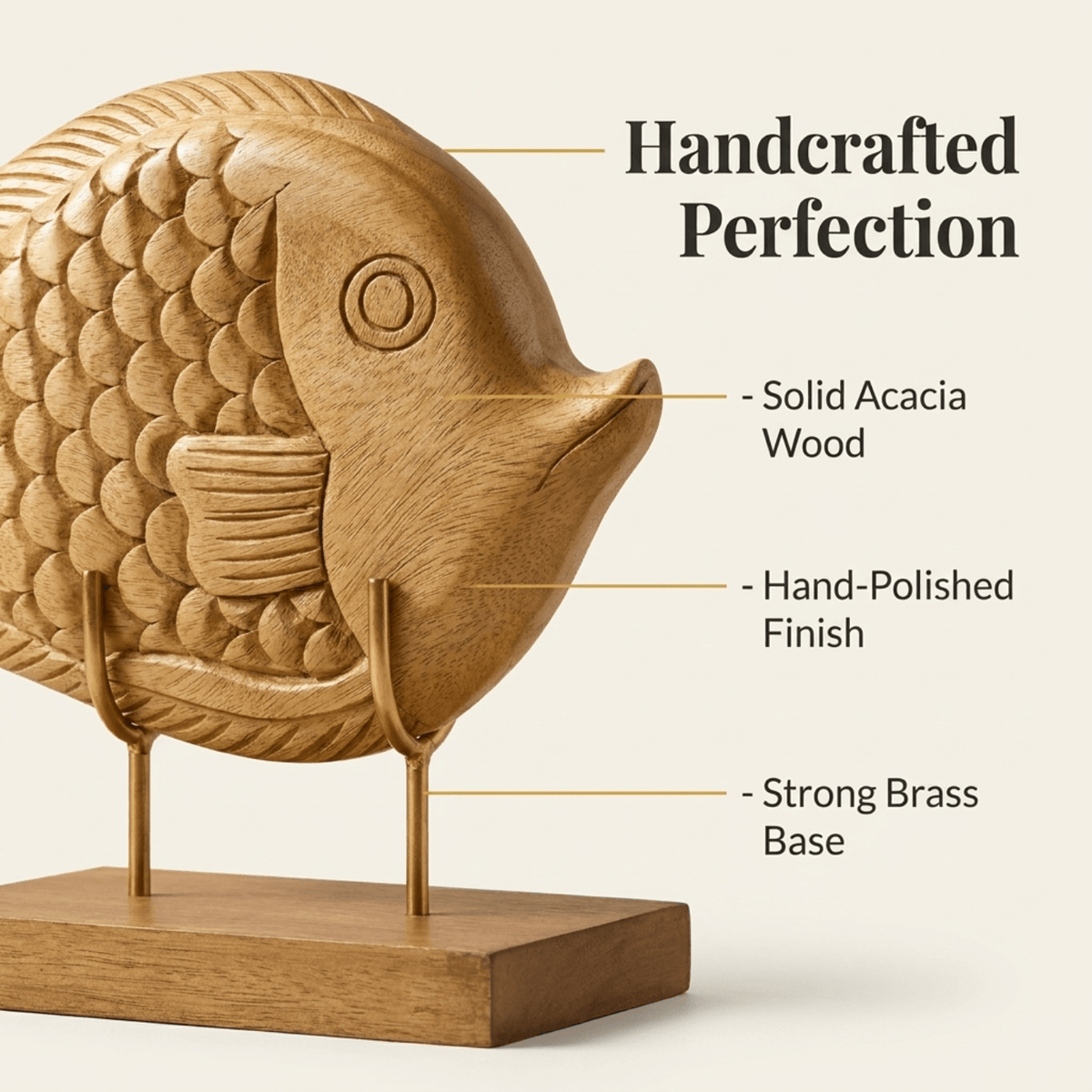 Wooden Fish Sculpture – Ocean Whisper, Acacia Wood