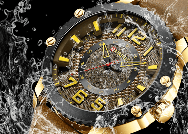 Men's Waterproof  Sport Watch With Leather  Belts  And Large Numbers Details Unique Design Perfect Gift